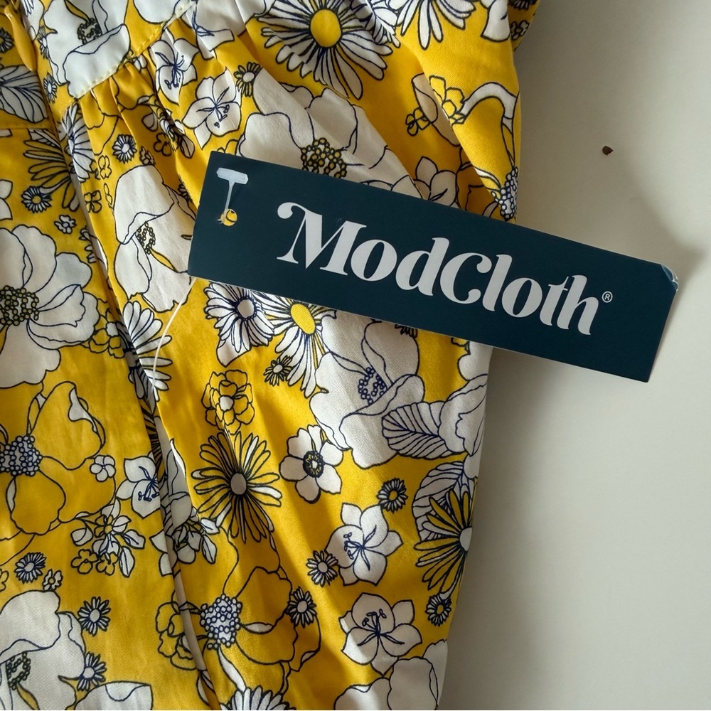 NWT ModCloth “Days In Doll Valley” Yellow Daisy Print Floral Tiered Skirt Size 6 - Picture 8 of 15